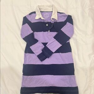 Primary Kids Polo Dress in Purple and Navy Stripes